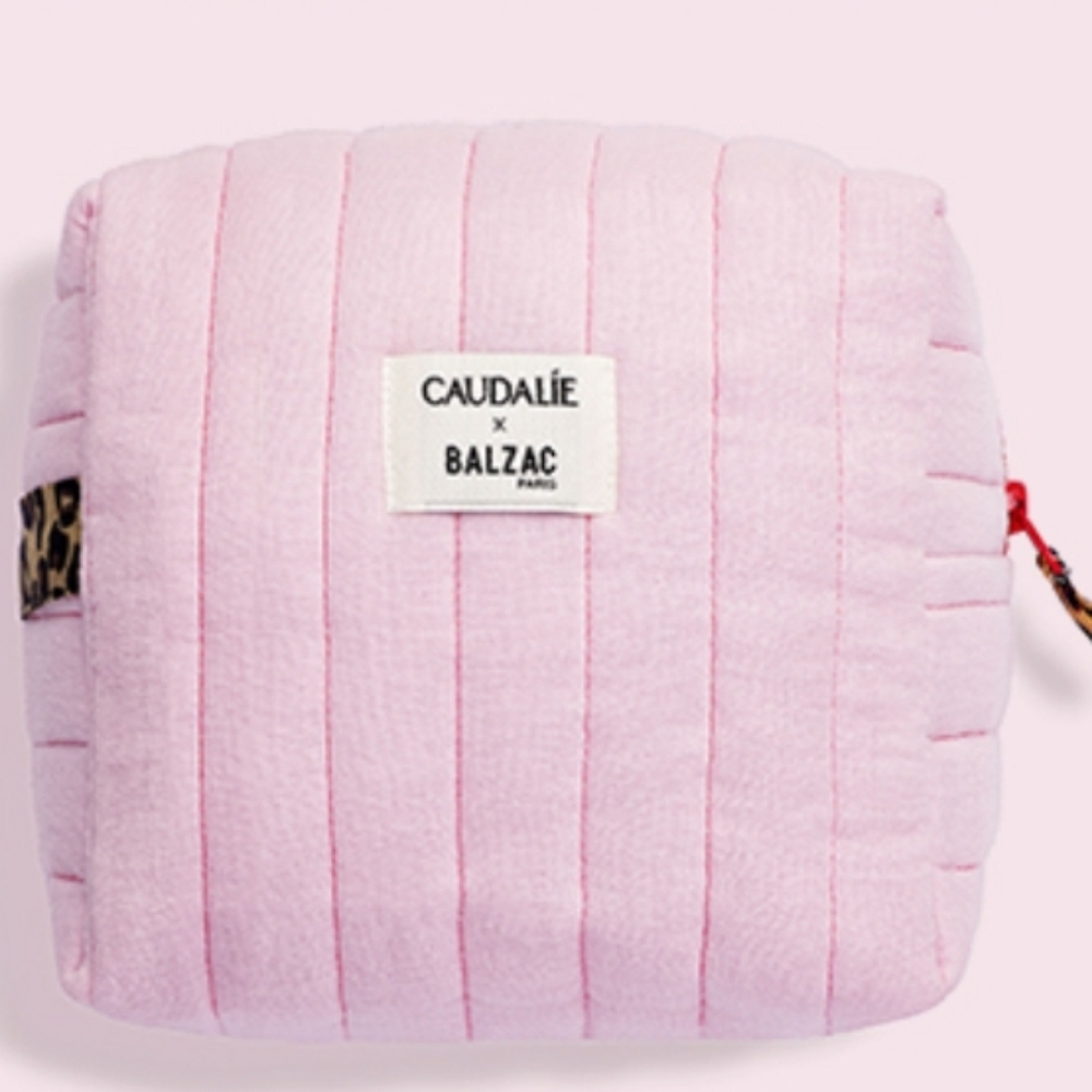 Caudalie × Balzac Pink Makeup Bag Cosmetics Pouch